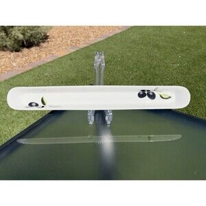 Pan E Olio Painted Porcelain Olive Serving Tray 16+” Dish Made By Over And Back